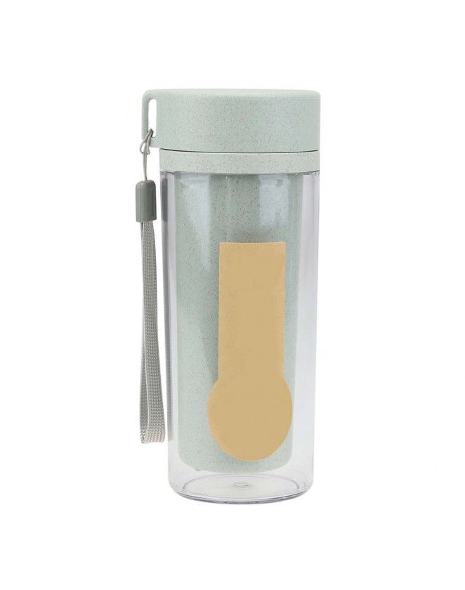 300ml Portable Wheat Straw Water Bottle Double Layer Eco-friendly