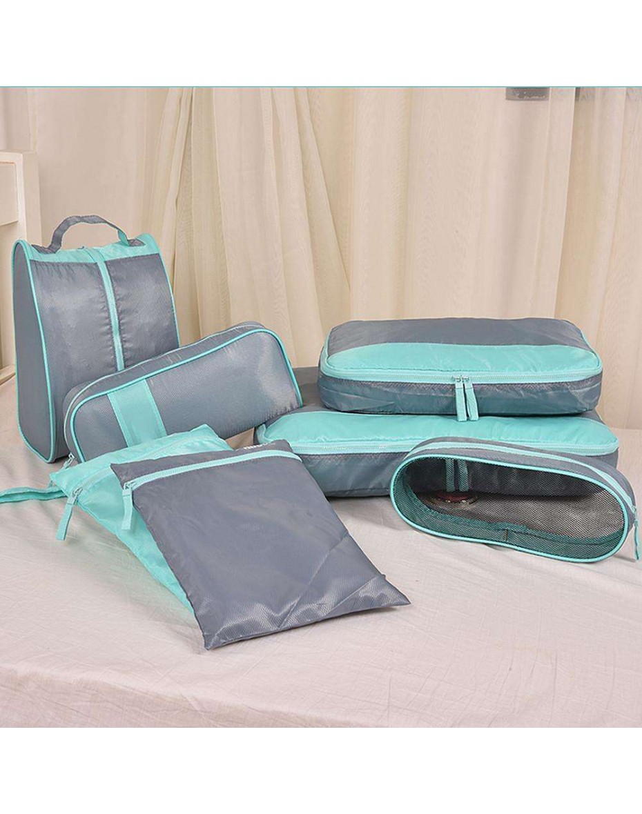 7pcs/set Diamond Travel Storage Bag Breathable Clothing Holder