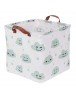 Foldable Leather Handle Canvas Toys Storage Bucket Dirty Clothes Basket