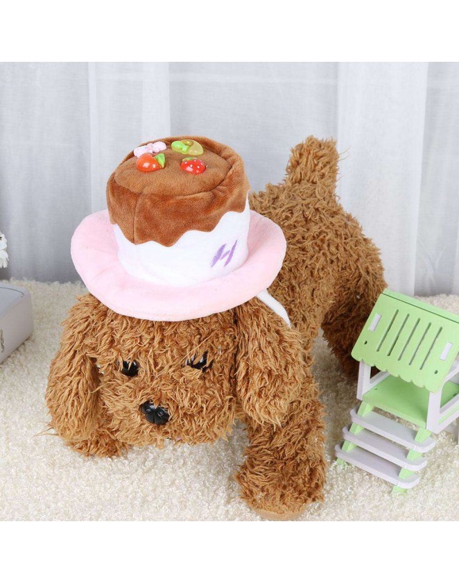 Dogs Velvet Fruit Cake Birthday Caps Puppy Cats Pets Party Costume Hat