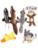 5pcs/set Pet Cat Chew Squeaker Toy Dog Plush Animal Interactive Sound Toys