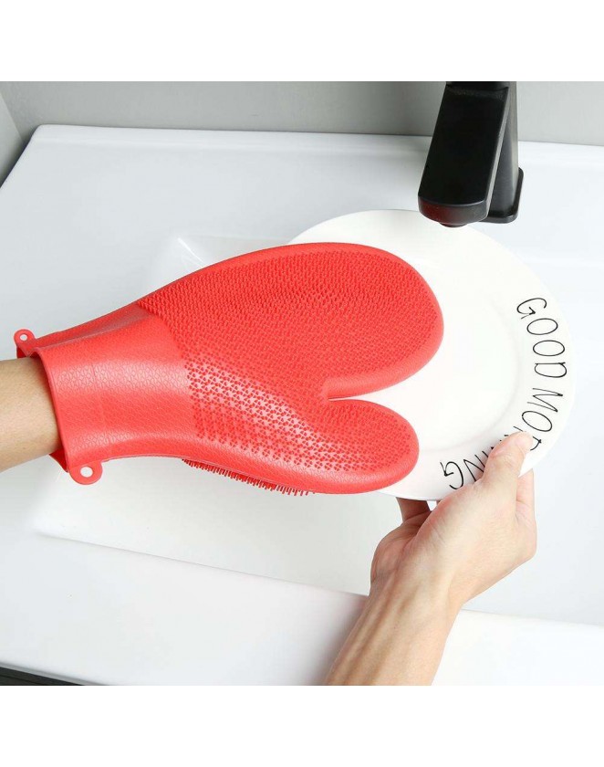 Kitchen Magic Silicone Pan Bowl Dish Washing Gloves Scrubber Cleaning Glove