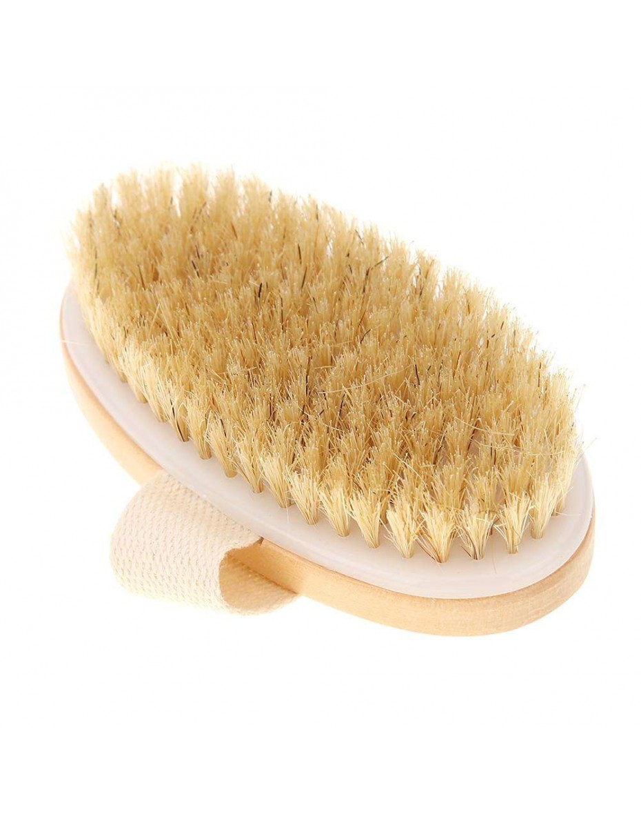 Soft Natural Bristle SPA Brush Wooden Bath Shower Brush Skin Body Massager